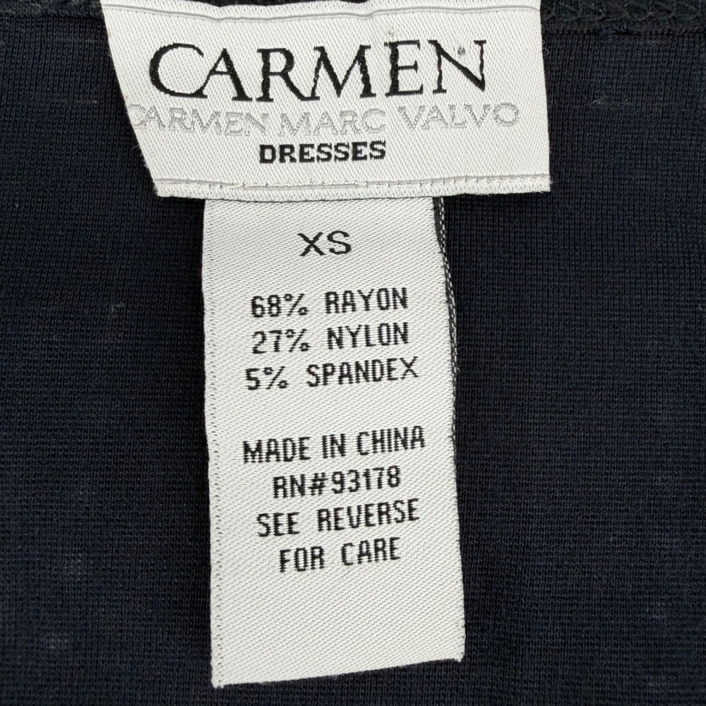 Carmen Marc Valvo Black Studded Keyhole Sheath Dress XS Sleeveless Mini Ponte - Picture 2 of 7
